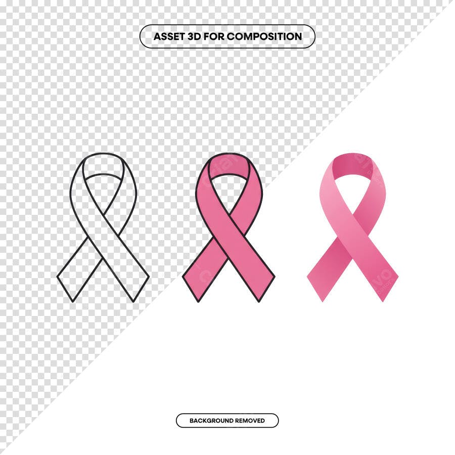 Ícone Fita Rosa Outubro Rosa PSD Editável