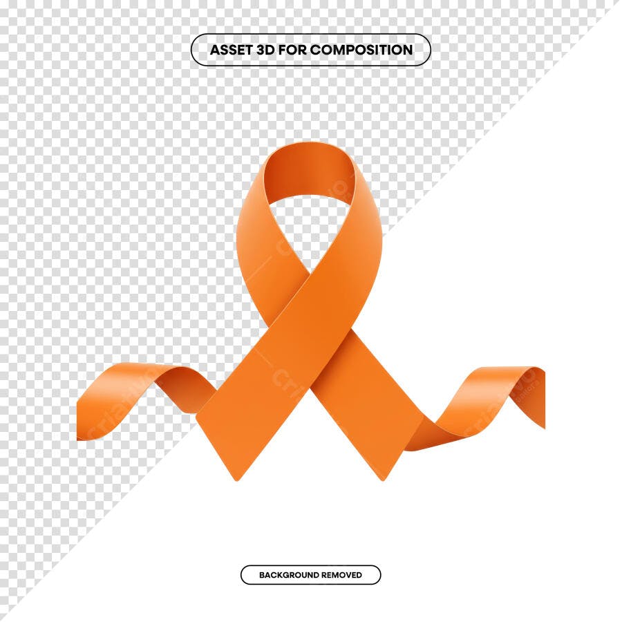 Asset 3D Fita Laranja para Campanhas PSD Editável