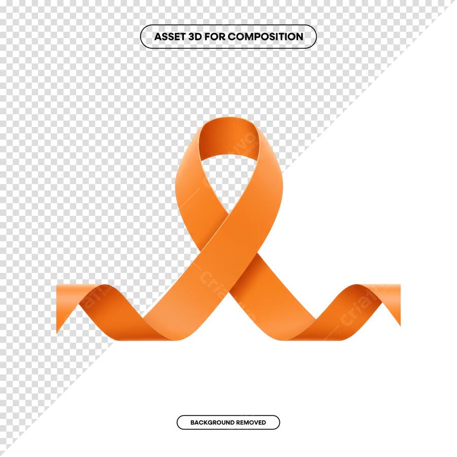 Asset 3D Fita Laranja PSD Editável
