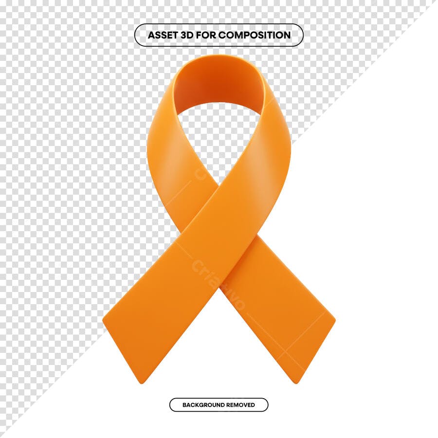 Asset 3D Fita Laranja PSD Editável