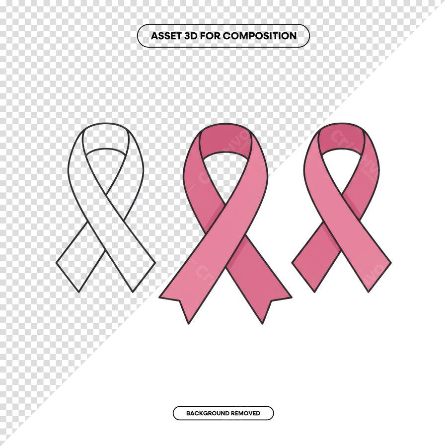 Ícone Fita Rosa Outubro Rosa PSD Editável