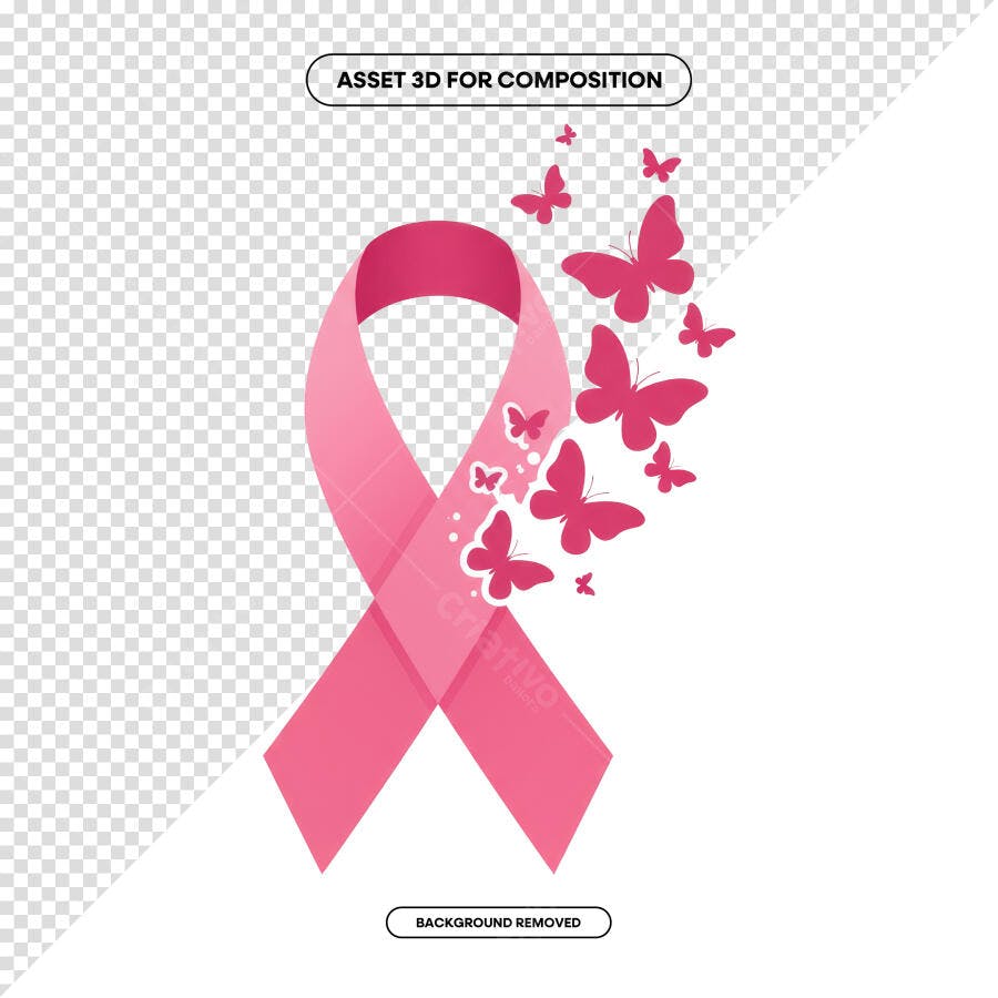 Fita Rosa Outubro Rosa PSD Editável