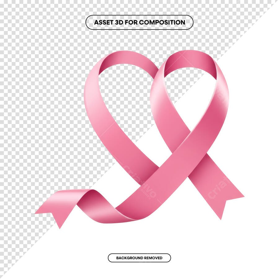 Asset 3D Rosa para Outubro Rosa PSD Editável