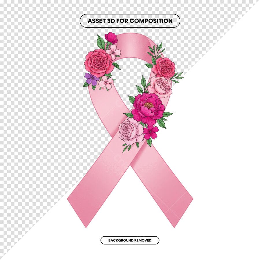 Fita Rosa Outubro Rosa PSD Editável