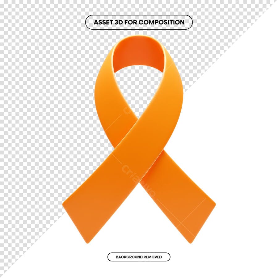 Asset 3D Fita Laranja para Campanhas PSD Editável