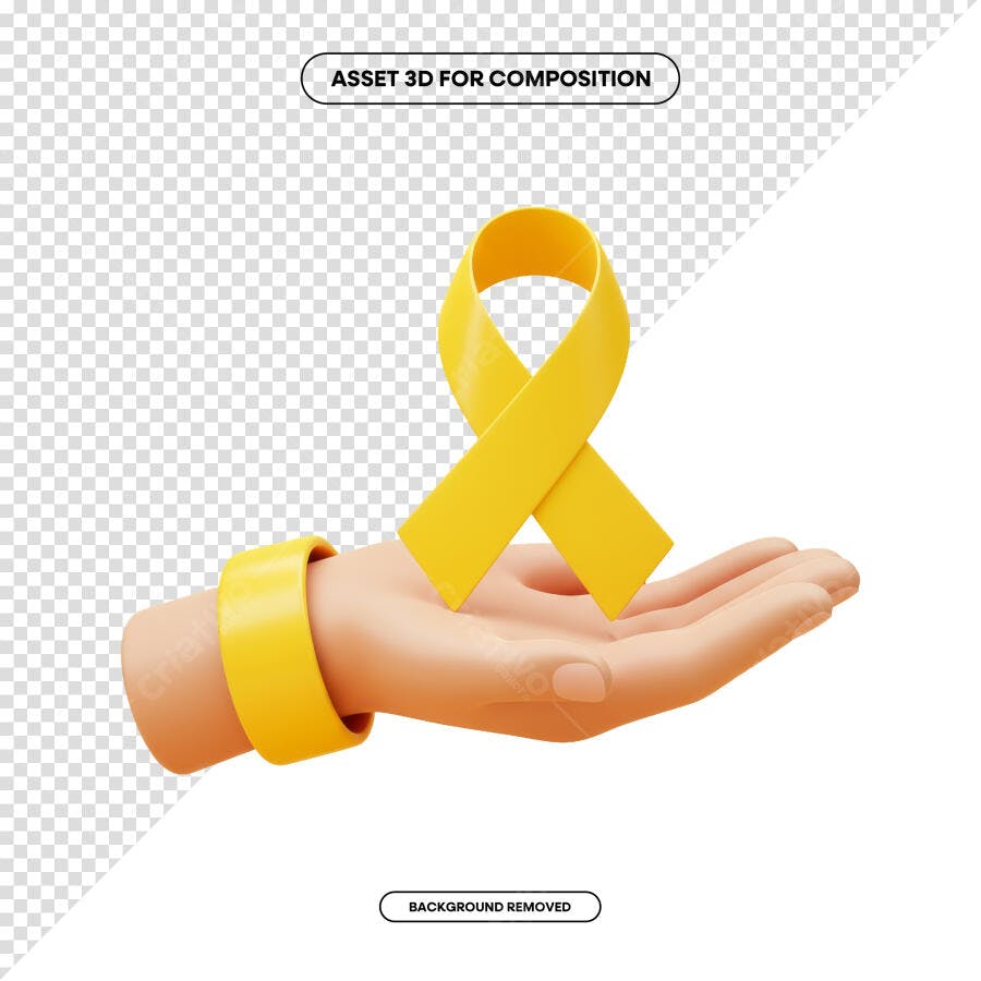 PSD Mão com Fita Amarela para Setembro Amarelo PSD Editável
