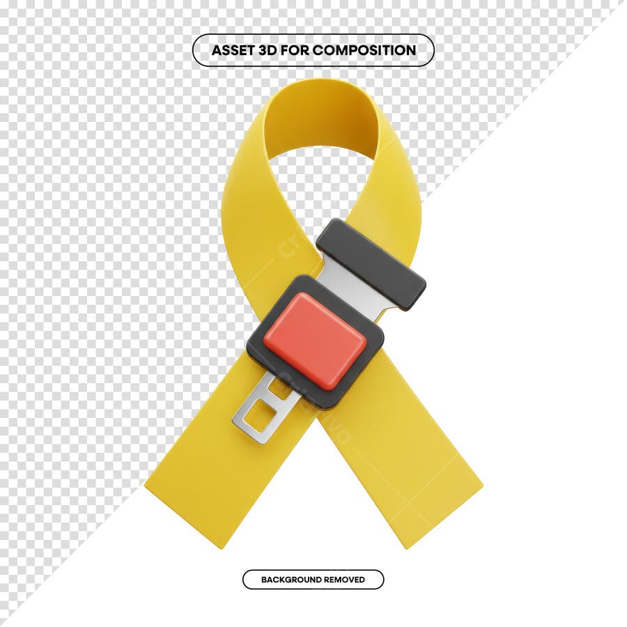 Asset 3D Cinto de Segurança Amarelo PSD Editável