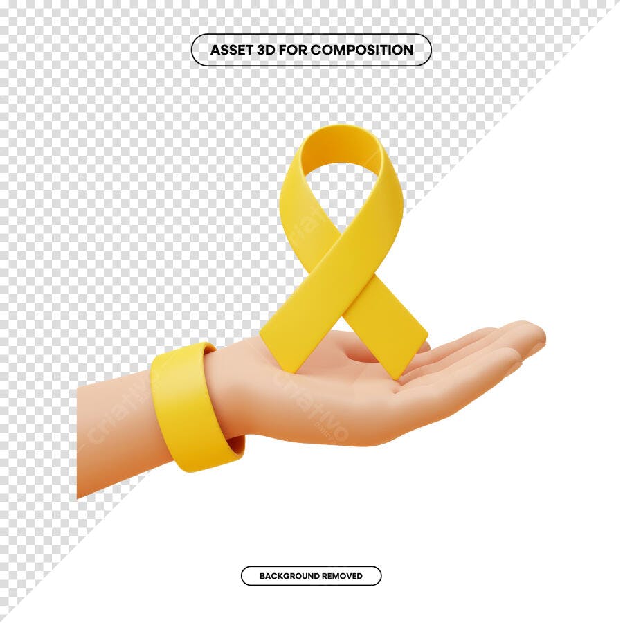 Asset 3D Fita Amarela PSD Editável