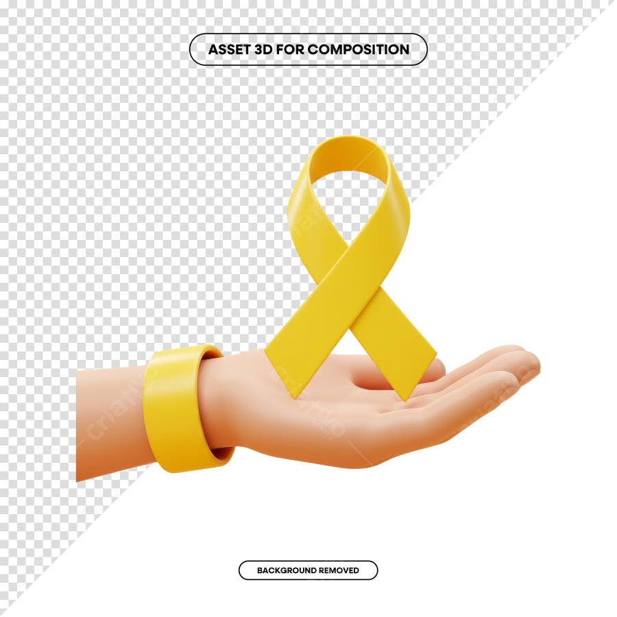 Asset 3D Fita Amarela PSD Editável
