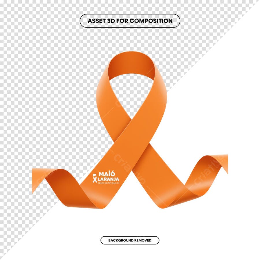 Asset 3D Fita Laranja Maio Laranja PSD Editável