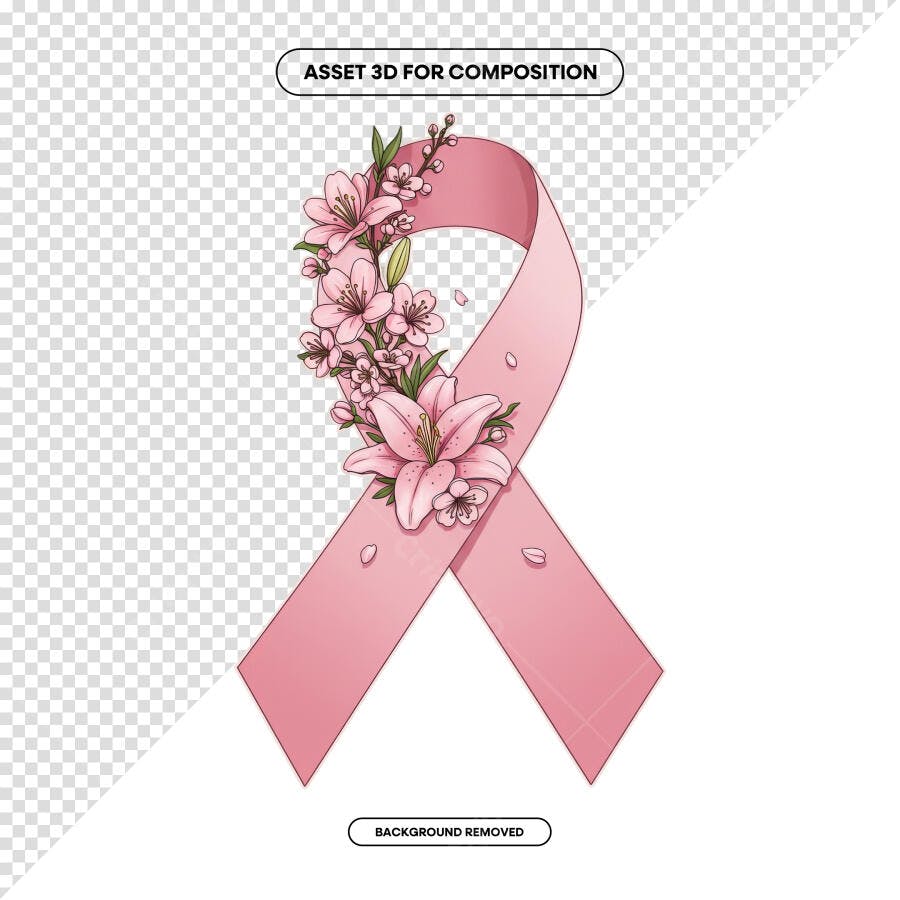Ilustração Fita Rosa Outubro Rosa PSD Editável