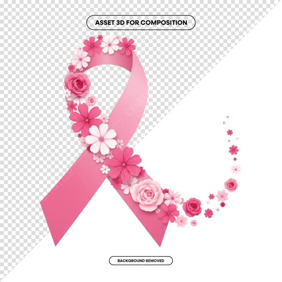 Fita Rosa Outubro Rosa PSD Editável