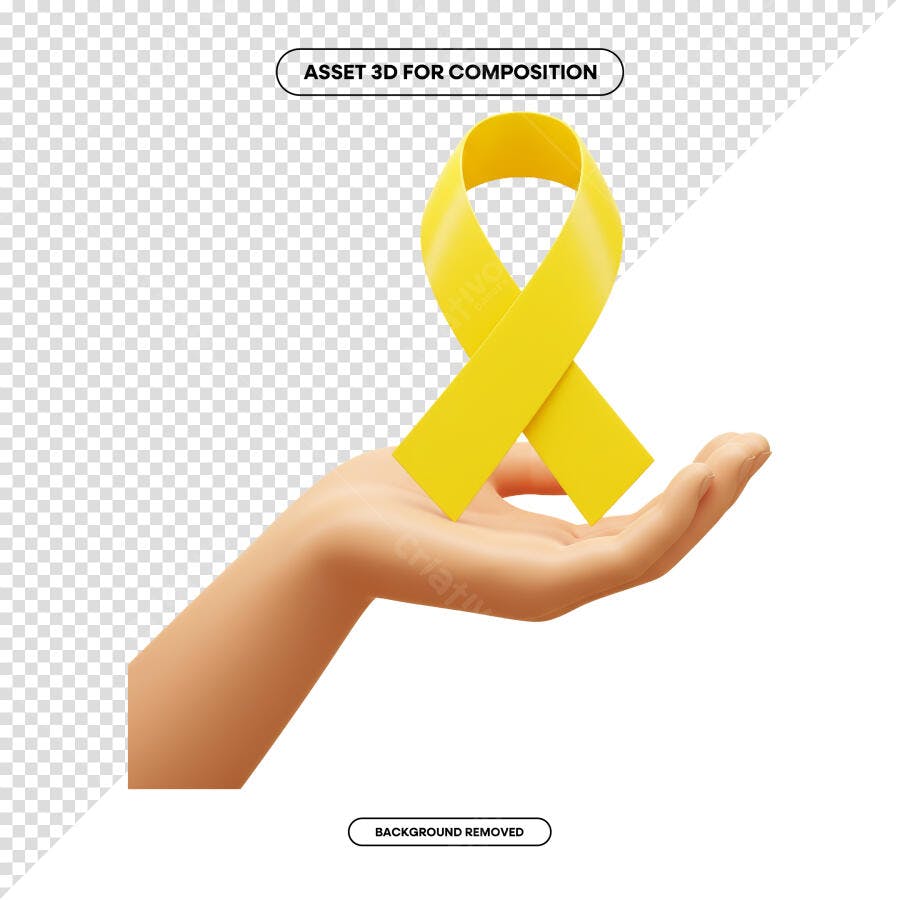 Asset 3D Fita Amarela PSD Editável