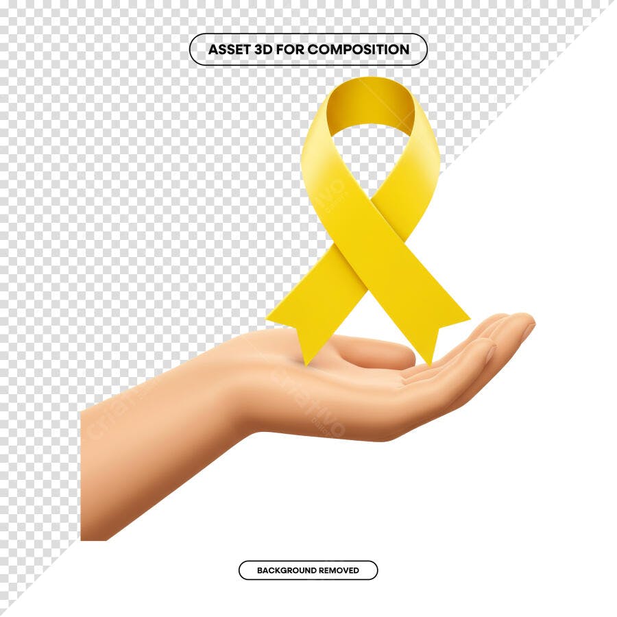 Asset 3D Fita Amarela PSD Editável
