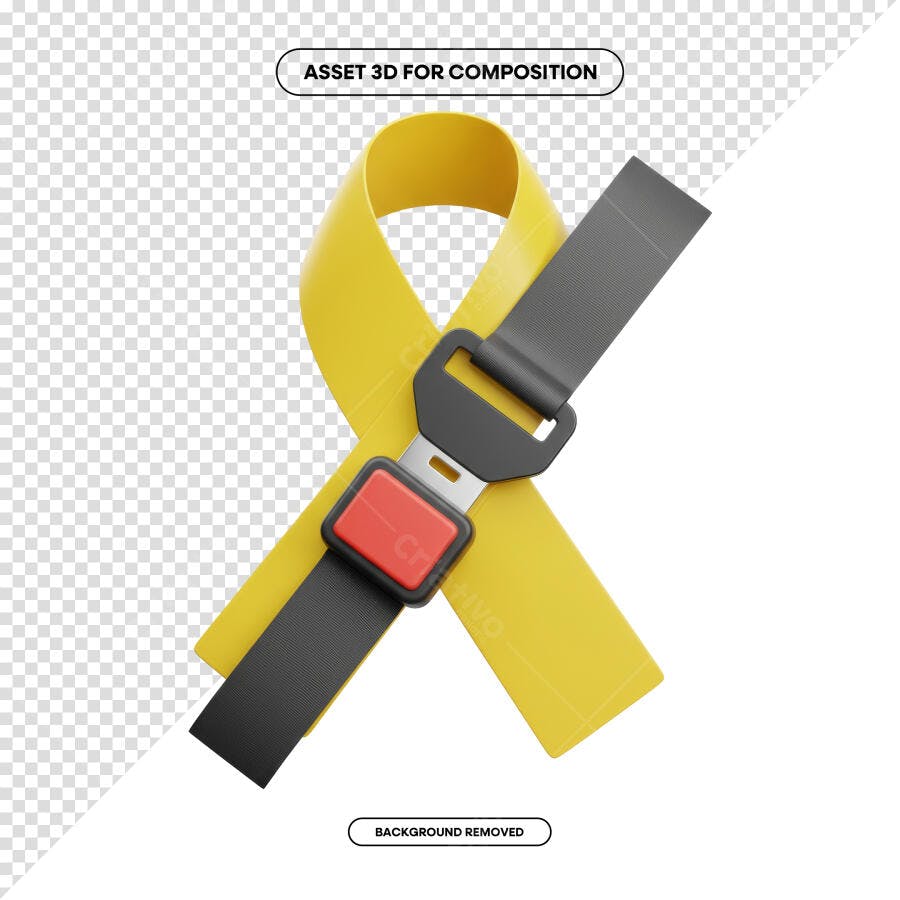 PSD Cinto de Segurança Amarelo para Campanha de Conscientização