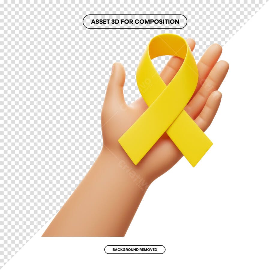 Asset 3D de Fita Amarela PSD Editável