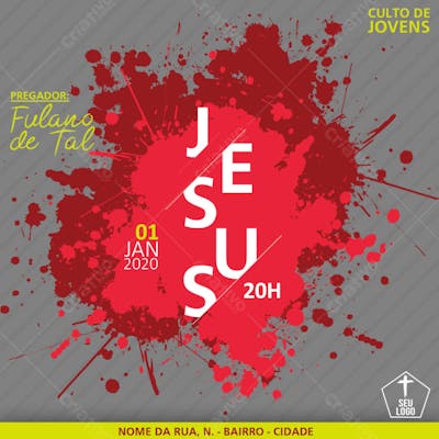FLYER GOSPEL, CULTO, LOUVOR, ADORAÇÃO, JOVENS CRISTÃO, PSD (79)