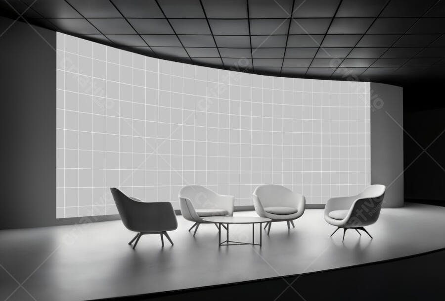 Mockup de Tela Curva em Ambiente Moderno