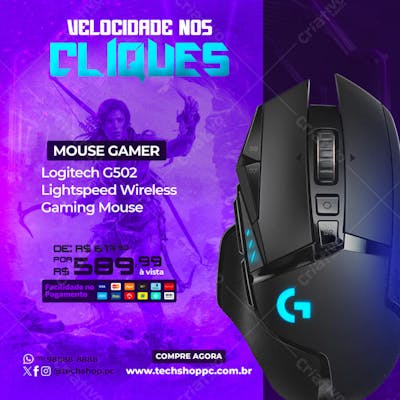 Feed Post Venda de Mouse Gamer Social Media