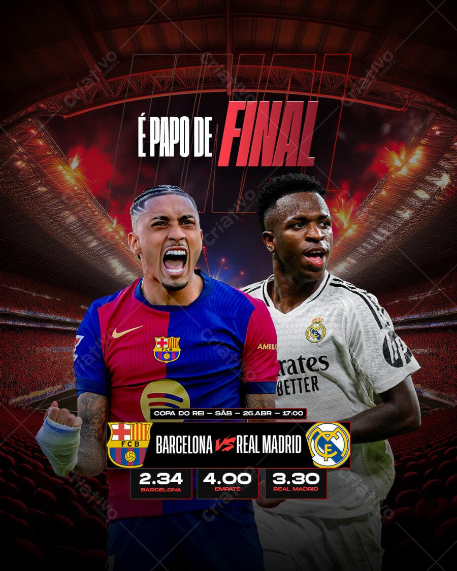 Flyer Barcelona x Real Madrid PSD Editável