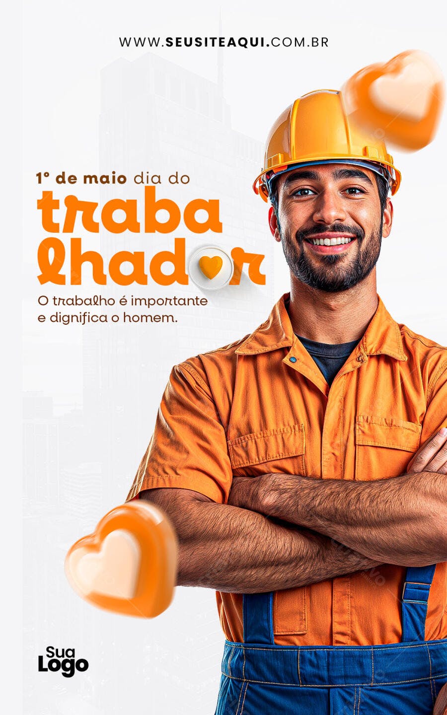 Flyer Dia do Trabalhador 1º de Maio PSD Editável
