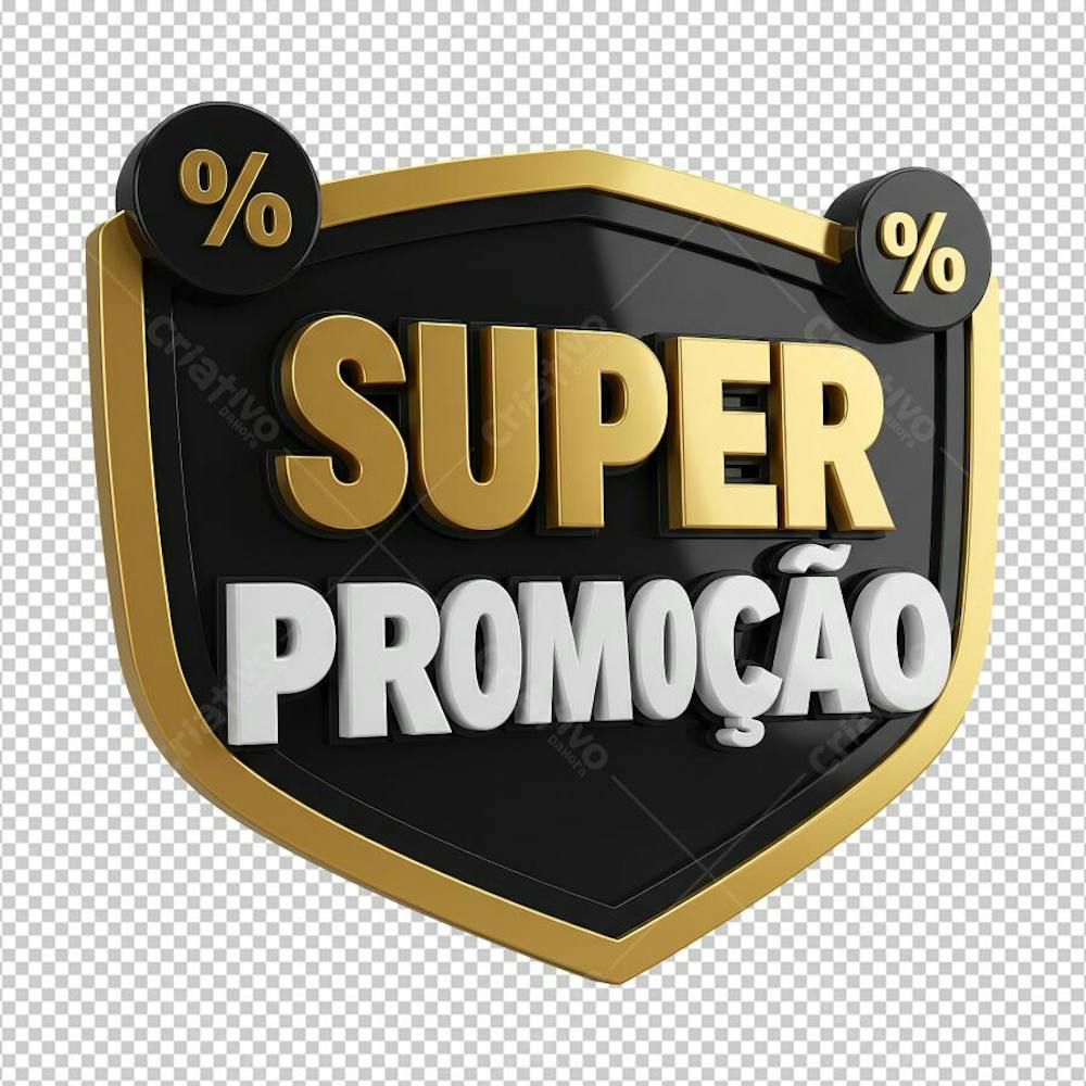 Selo 3D Super Promoção Preto e Dourado