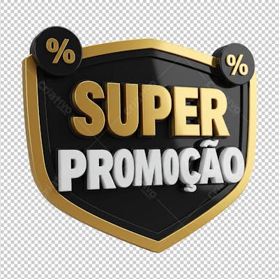 Selo 3D Super Promoção Preto e Dourado