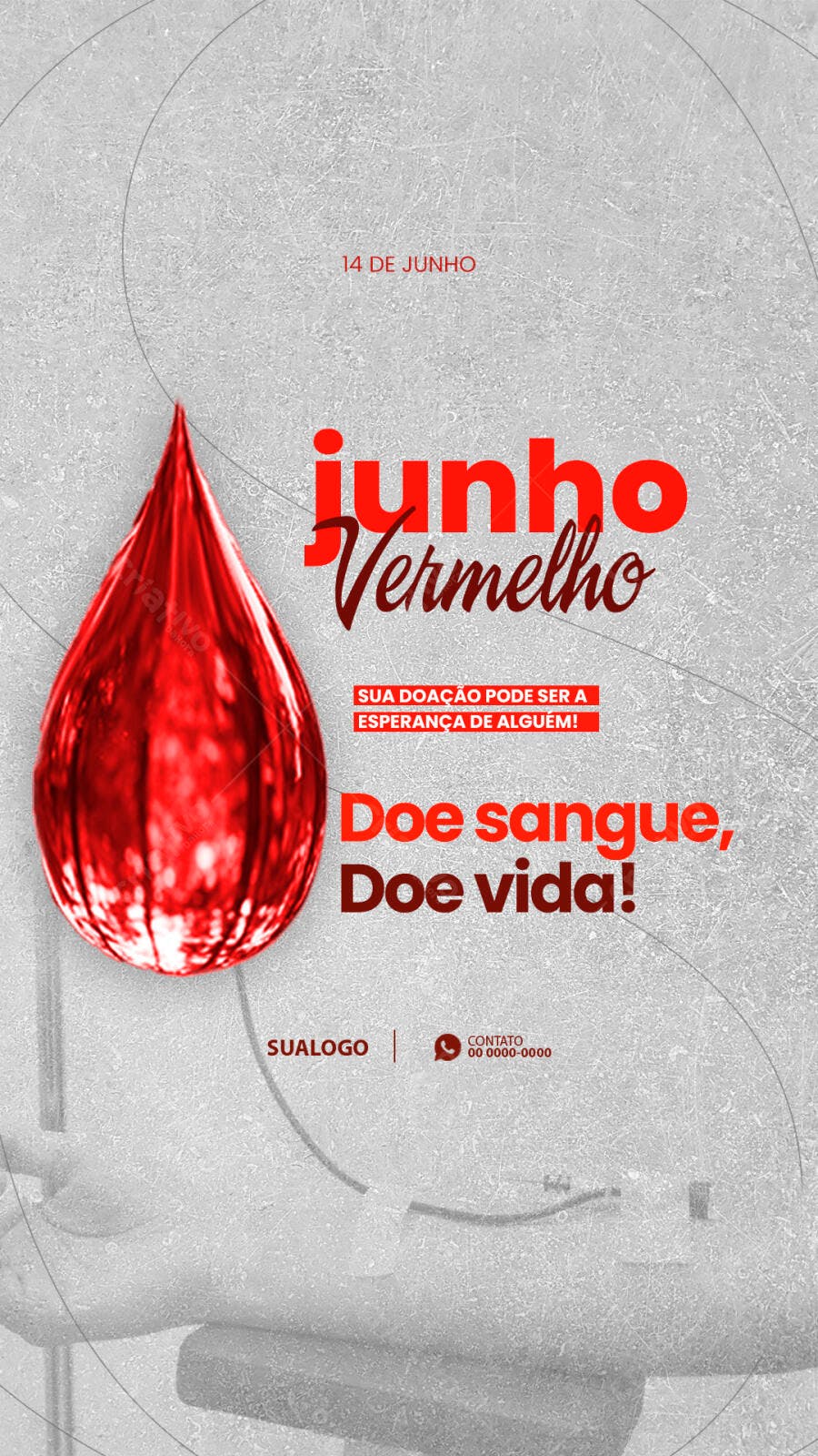 Flyer Junho Vermelho 14 de Junho PSD Editável
