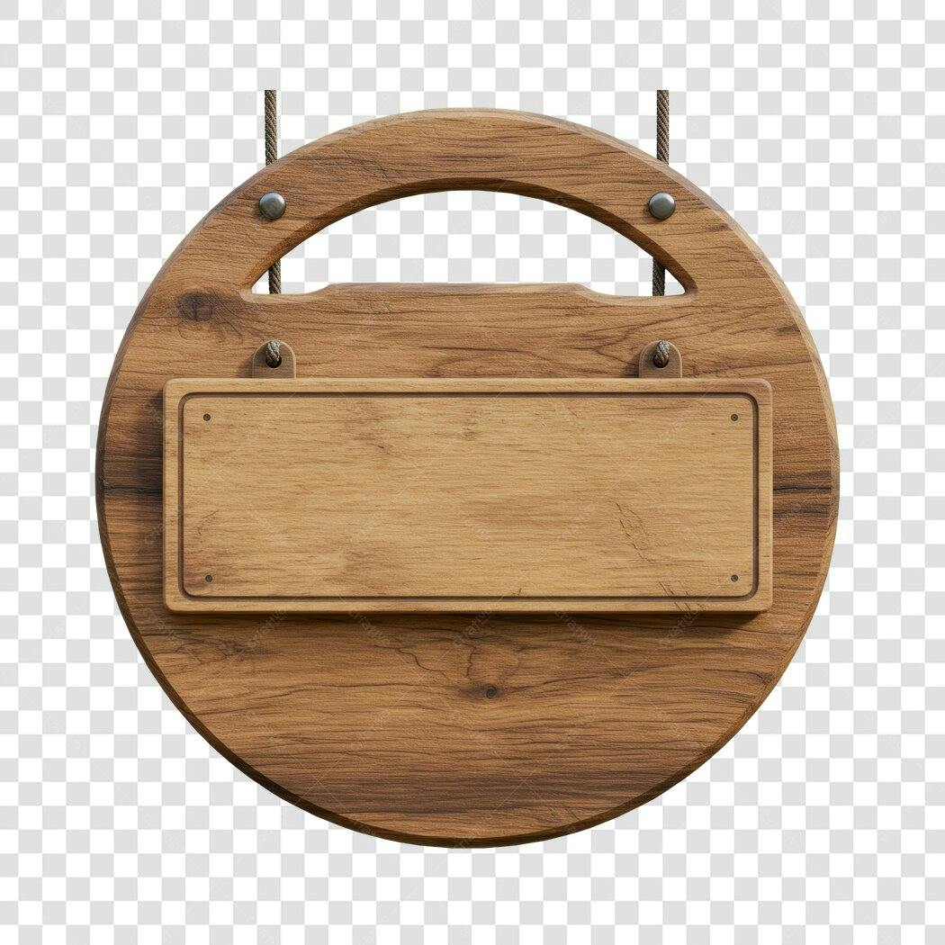 Mockup Placa de Madeira Redonda PNG com fundo transparente