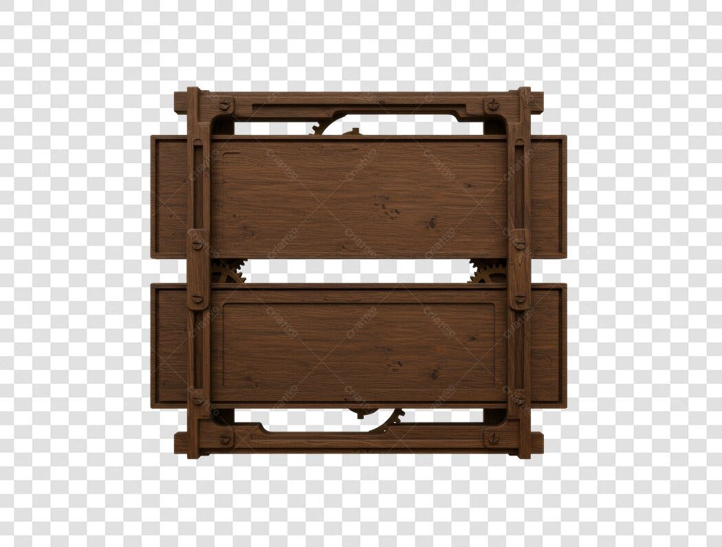 Mockup Placa Madeira Steampunk PNG com fundo transparente