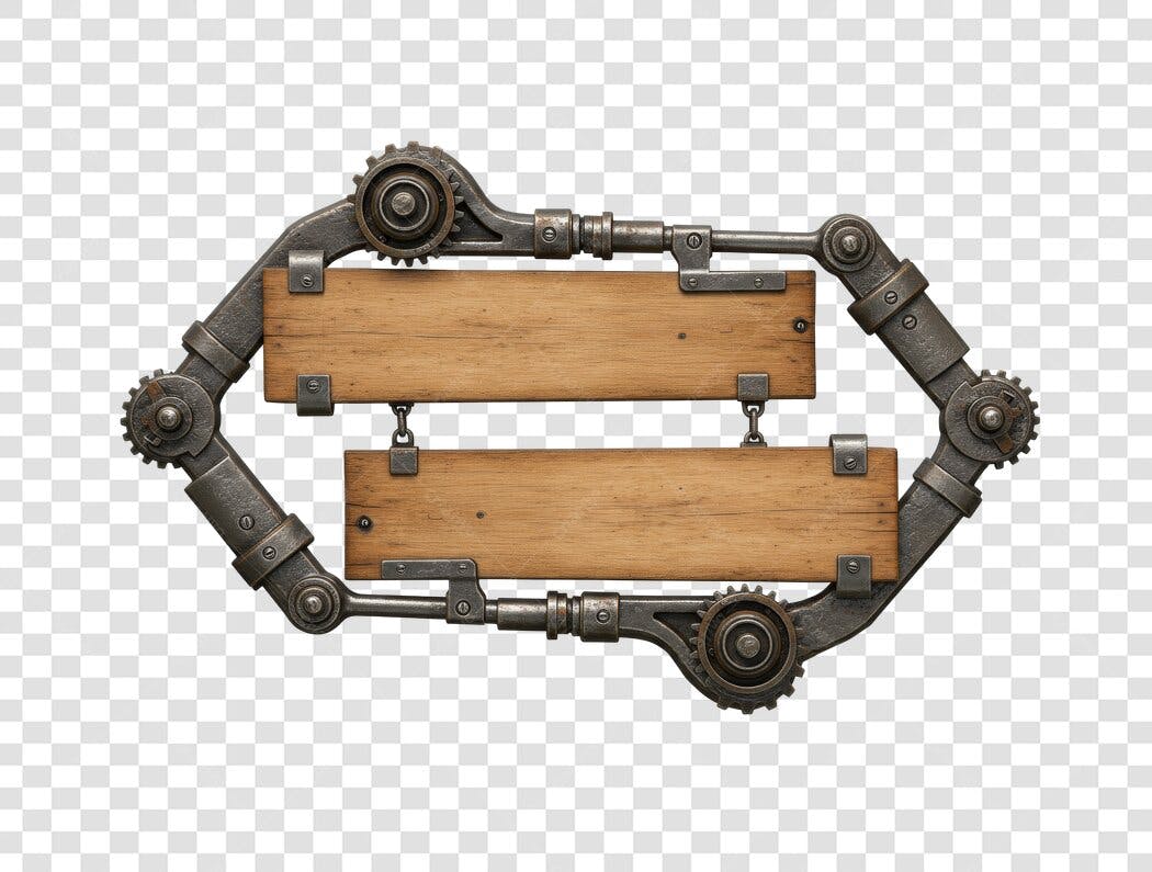 Mockup Placa Madeira Mecânica PNG com fundo transparente