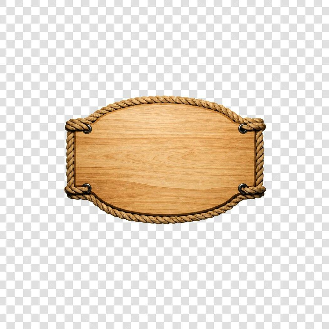 Banner de madeira com corda PNG com fundo transparente