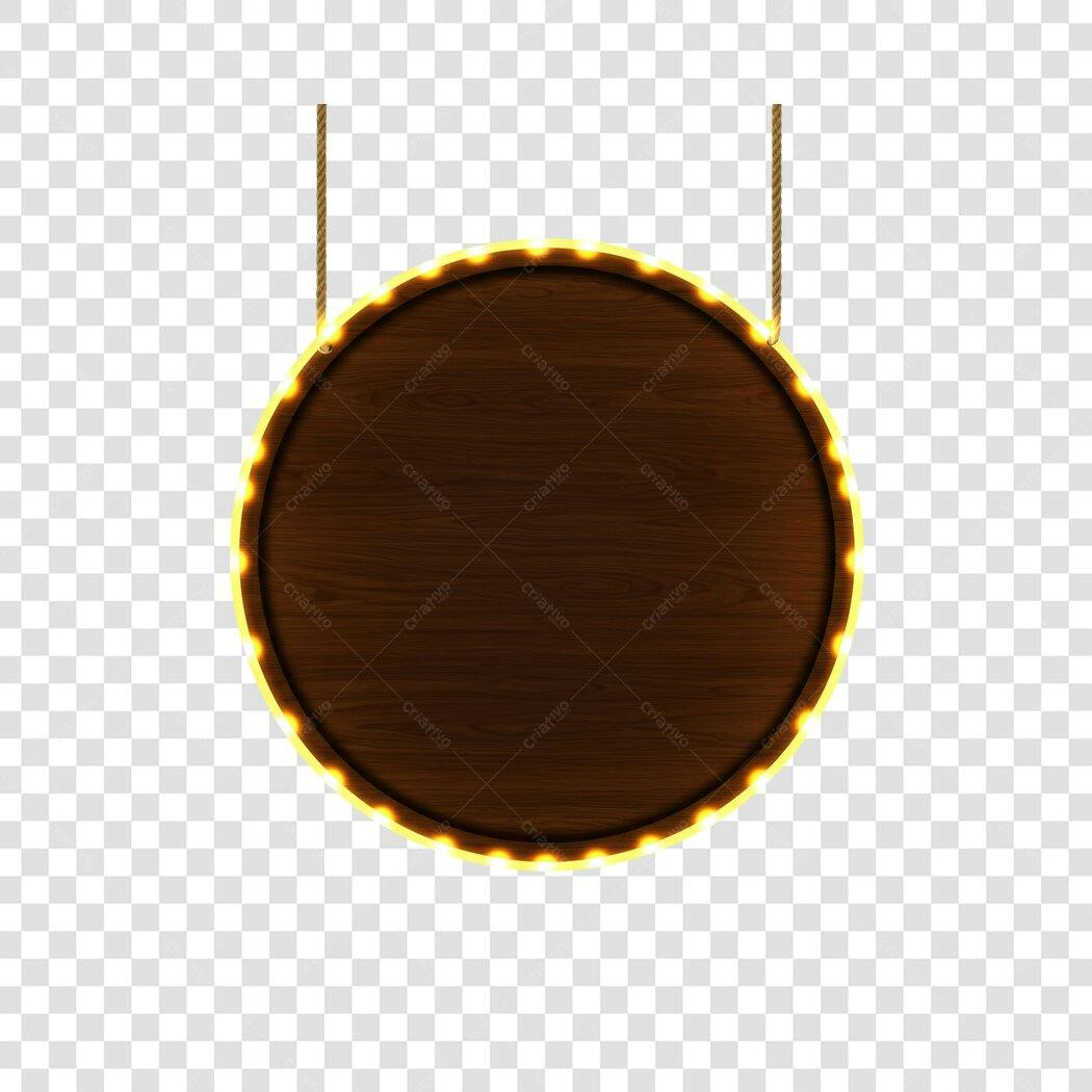Banner redondo de madeira PNG com fundo transparente