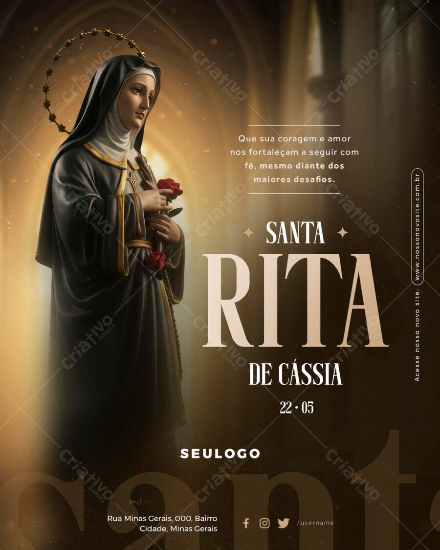 Flyer Santa Rita de Cássia 22 de Maio PSD Editável