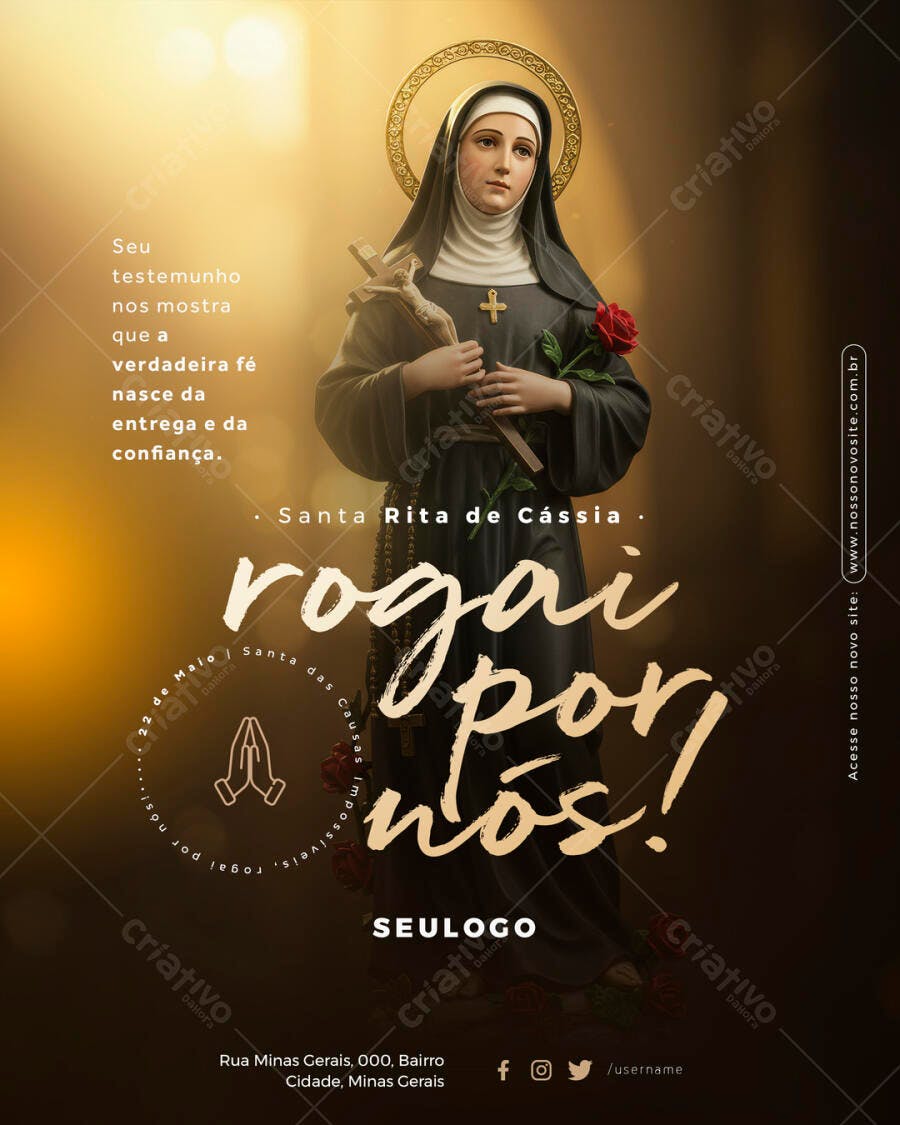 Flyer Dia de Santa Rita de Cássia PSD Editável
