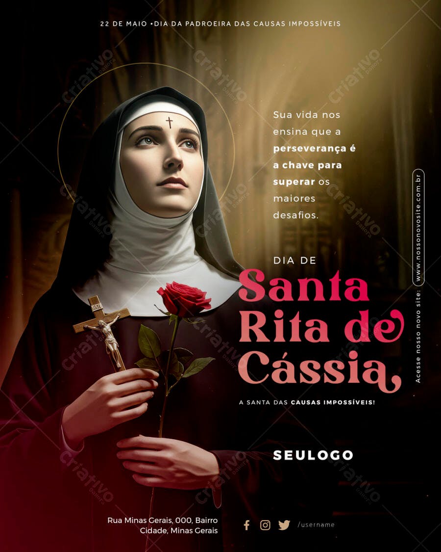 Flyer Dia de Santa Rita de Cássia PSD Editável