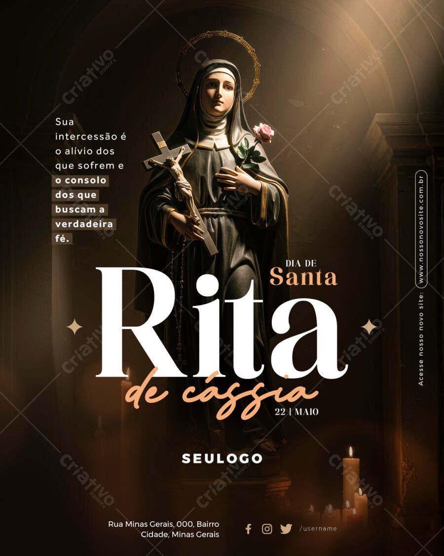 Flyer Dia de Santa Rita de Cássia PSD Editável