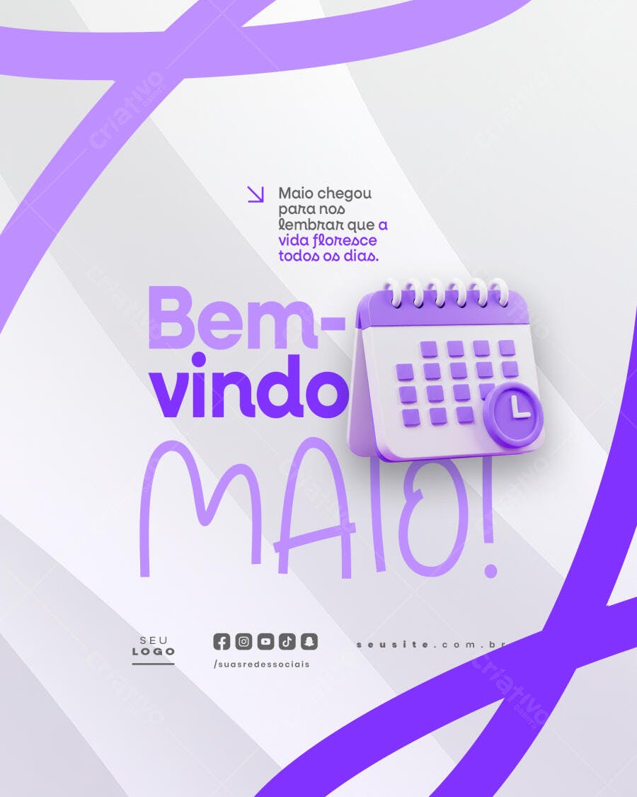 Post para Boas Vindas Maio PSD Editável
