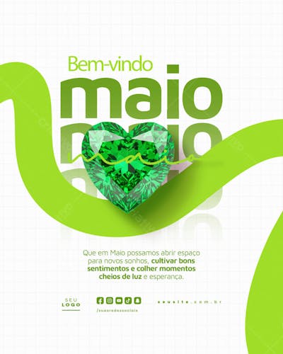Bem Vindo Maio saudação mês social media post editavel FEED (26)