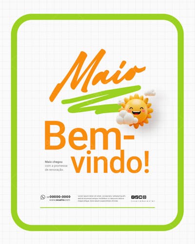 Bem Vindo Maio saudação mês social media post editavel FEED (28)