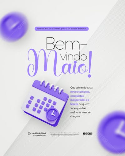 Bem Vindo Maio saudação mês social media post editavel FEED (12)