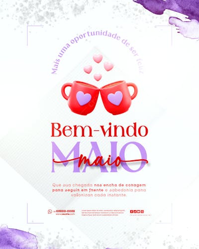 Bem Vindo Maio saudação mês social media post editavel FEED (15)