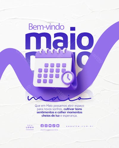 Bem Vindo Maio saudação mês social media post editavel FEED (32)