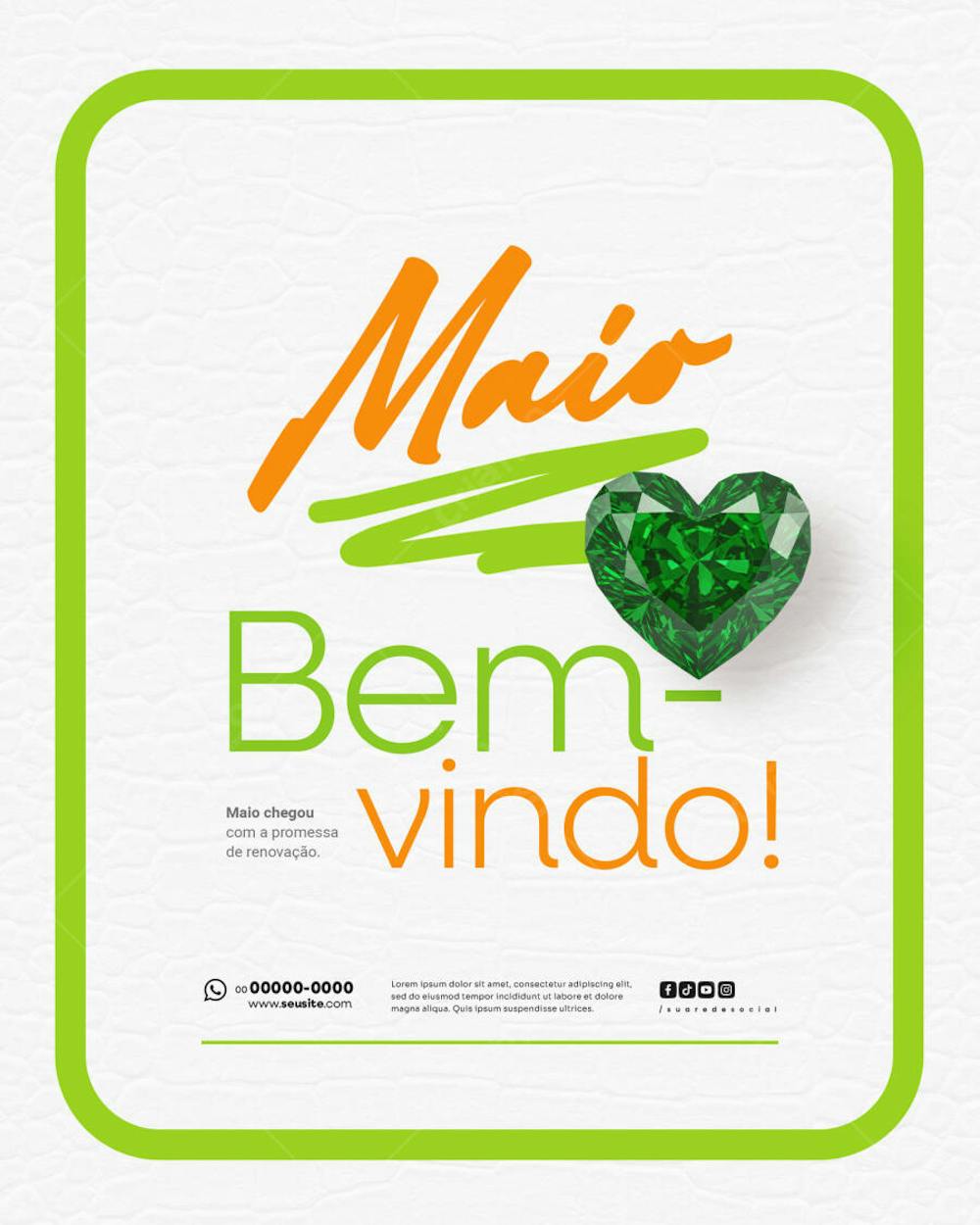 Bem Vindo Maio saudação mês social media post editavel FEED (6)