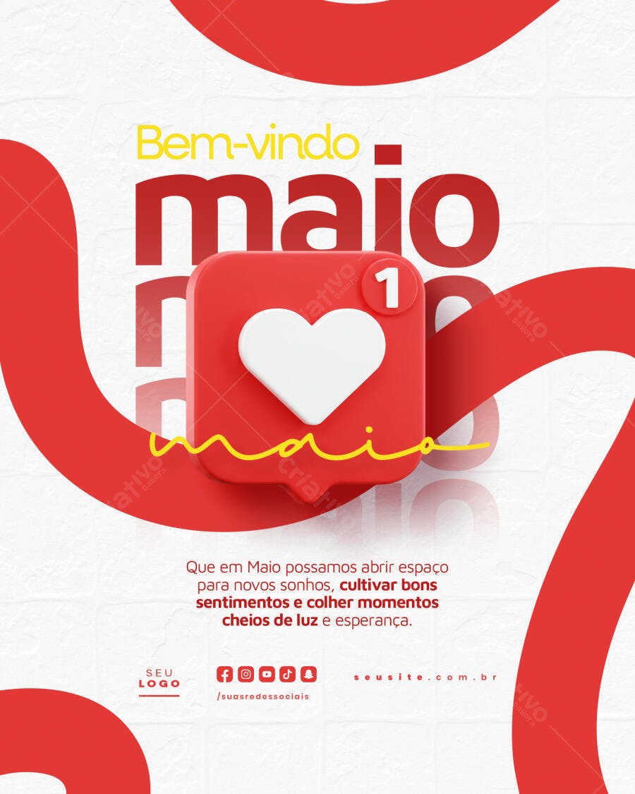 Postagem de Boas Vindas Maio PSD Editável