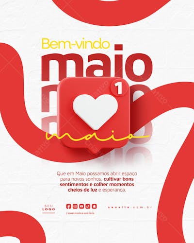Bem Vindo Maio saudação mês social media post editavel FEED (7)