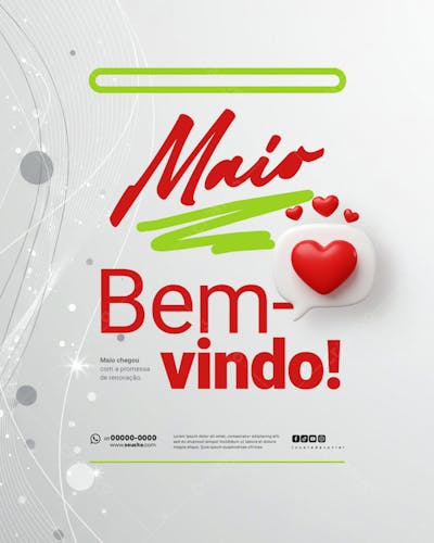 Bem Vindo Maio saudação mês social media post editavel FEED (16)