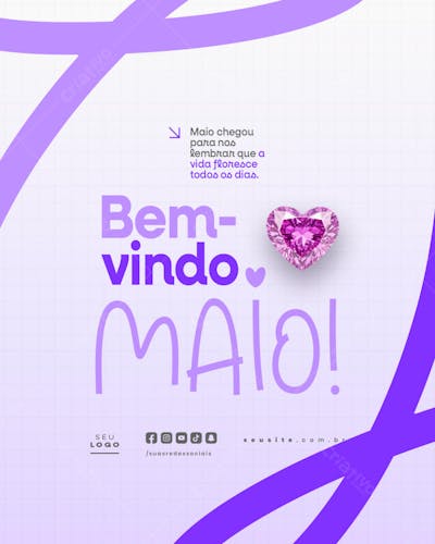 Bem Vindo Maio saudação mês social media post editavel FEED (25)