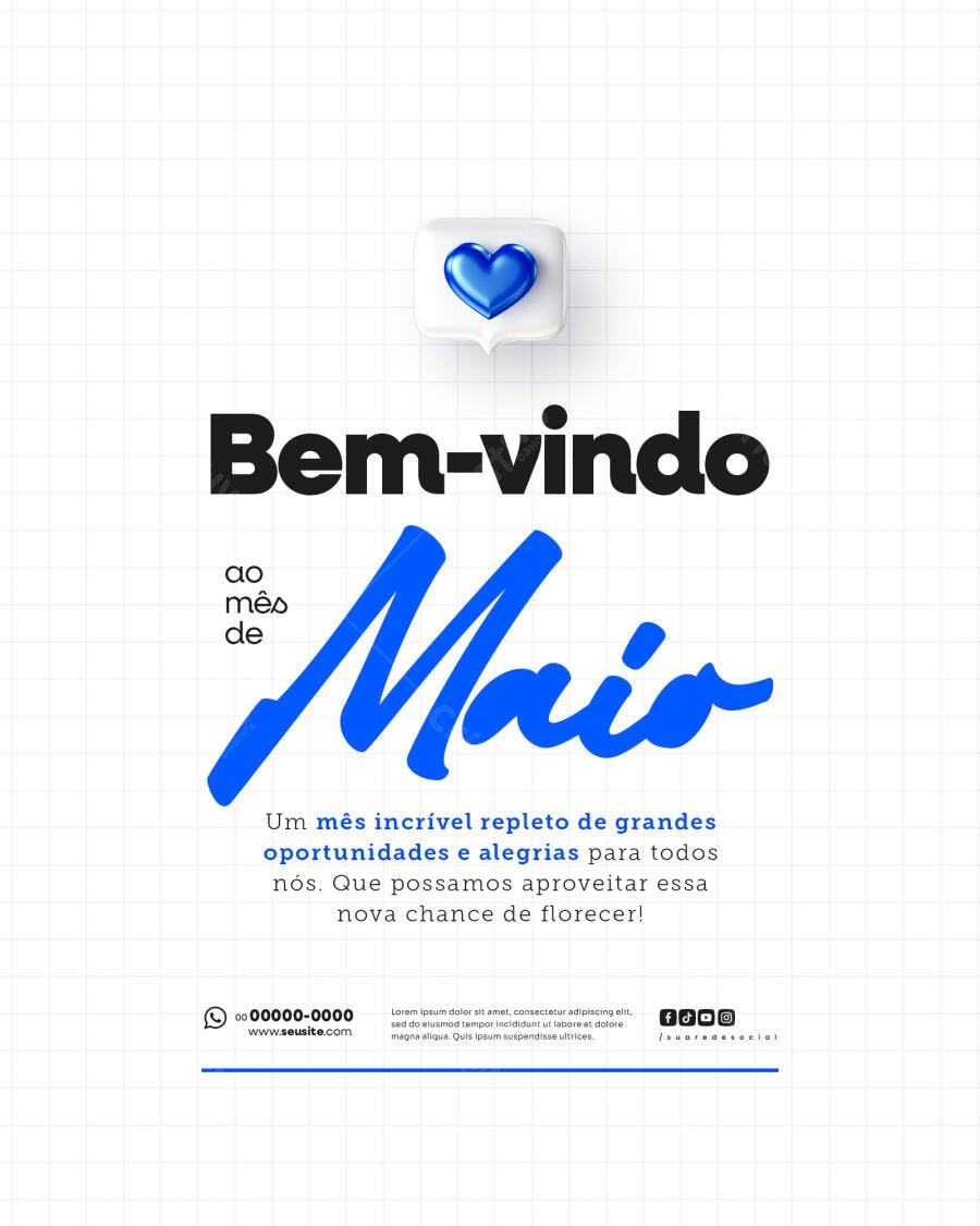 Postagem Boas Vindas Maio PSD Editável