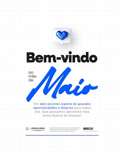 Bem Vindo Maio saudação mês social media post editavel FEED (29)